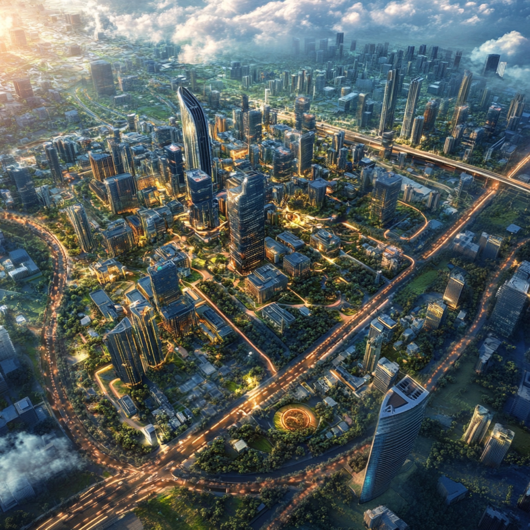 Illustration d’une ville intelligente et végétalisée