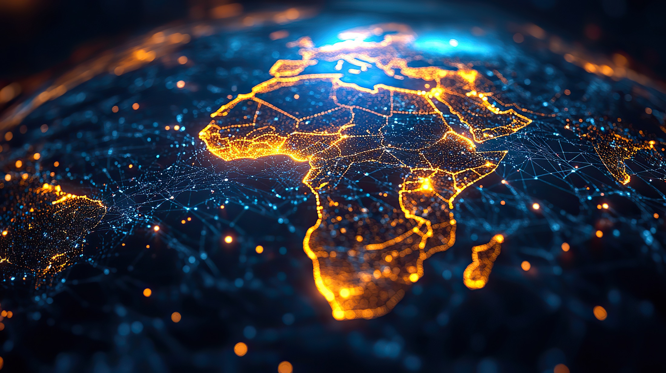 Carte numérique de l’Afrique reliée par des flux de données